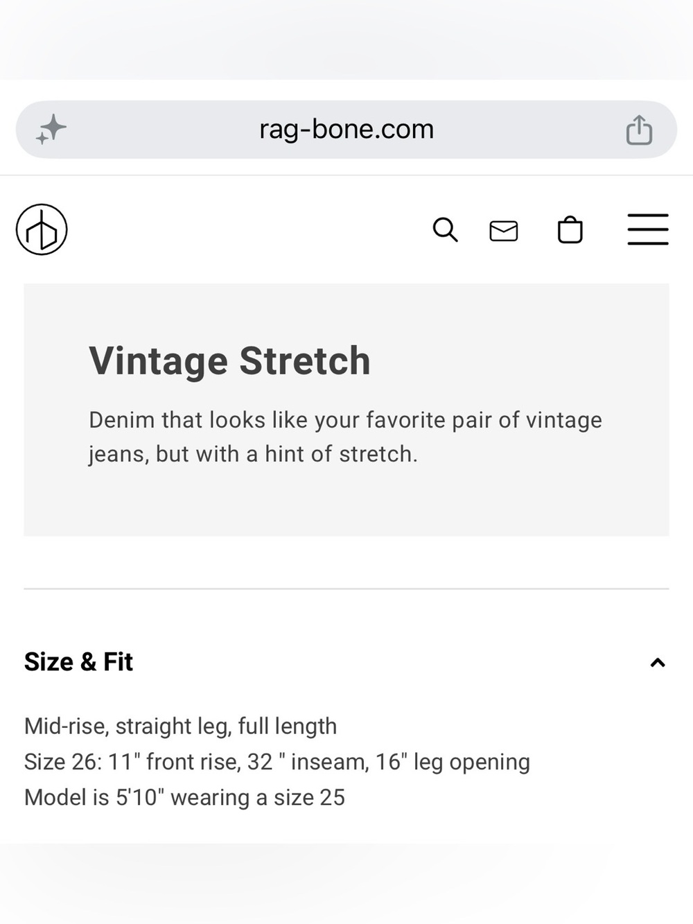 NWT Rag&Bone Harlow Mid Rise Full Length - Picture 2 of 6